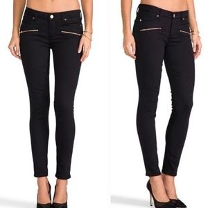Paige Indio Zip Overdye Black Skinny Jeans